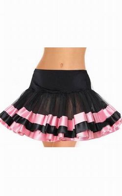 Black And Pink Satin Trimmed Petticoat